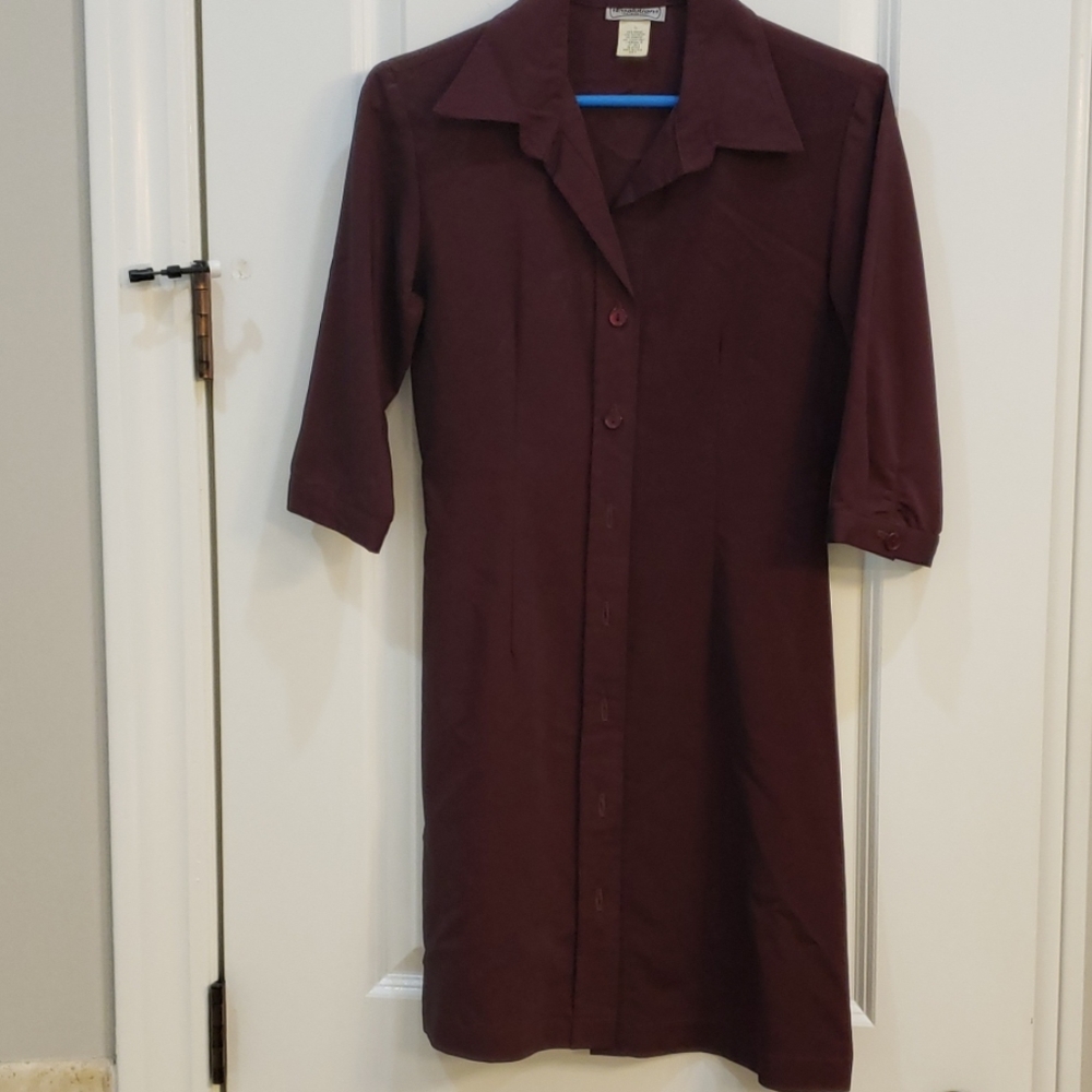 Vintage Iridescent maroon button down dress